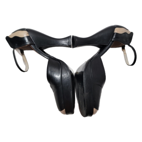 Baci Italian Platform Colorblock  Black /Tan  Leather Women's Size 8 Mary Janes - Picture 3 of 7